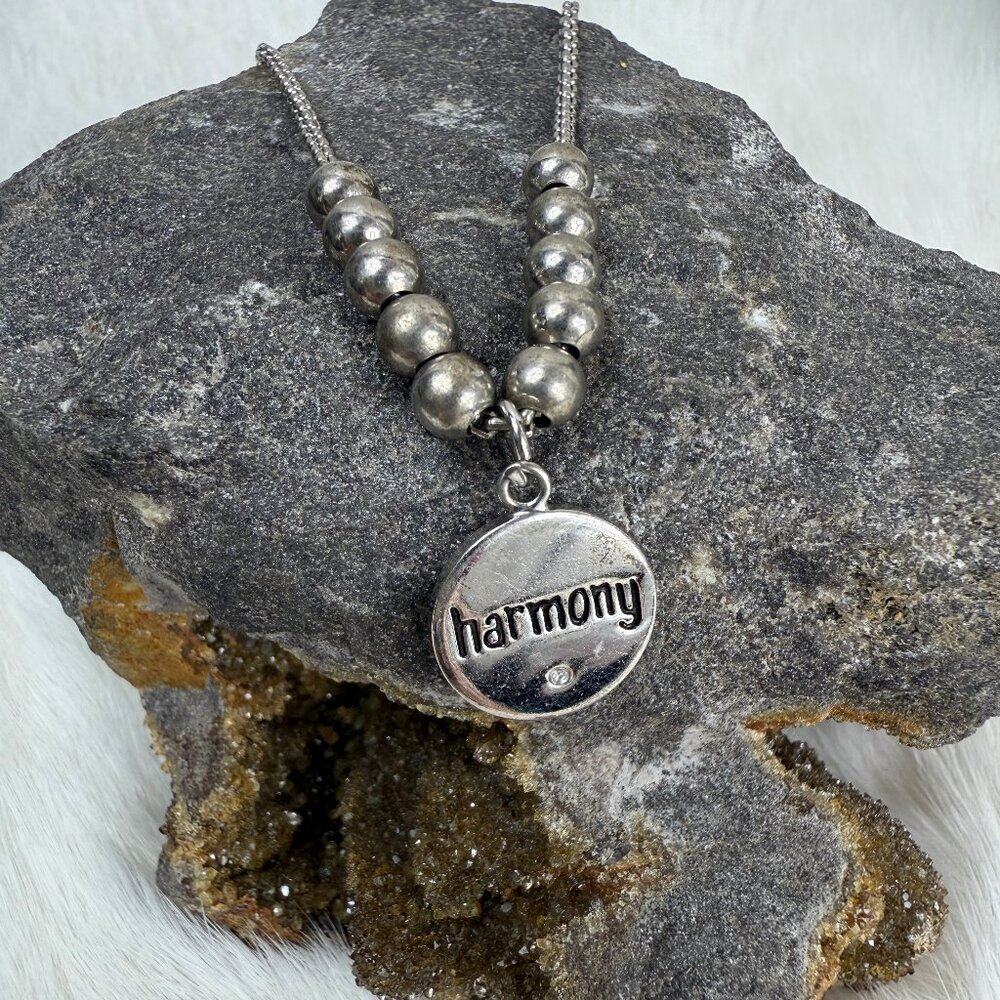 Silver Tone Harmony Charm Adjustable Bracelet 9"